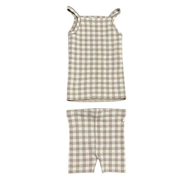 Pippin Ginham Set 12-18 Months Taupe Top Shorts - Picture 3 of 9